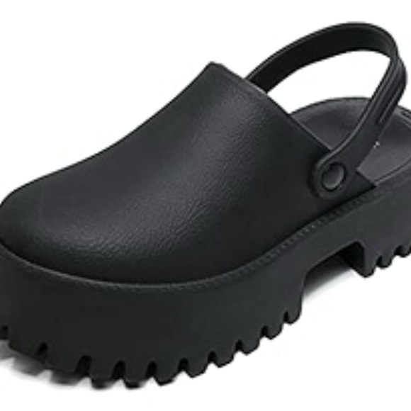 Source Unknown Black Mules with Chunky Sole - Picture 1 of 3